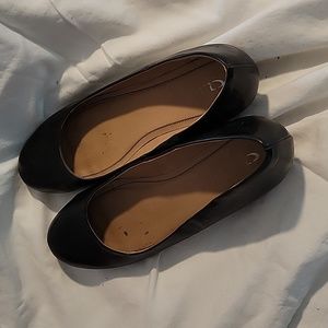 Black Leather Short Wedges